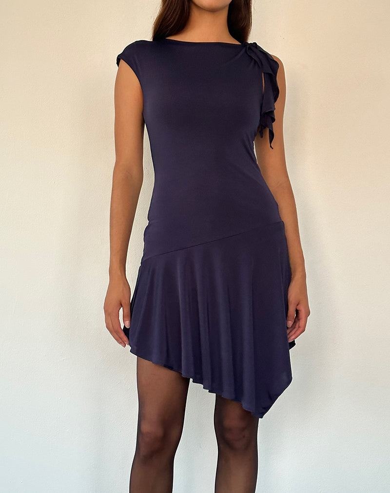 Motel Rocks Winslow Asymmetric Frill Naisten Mini Mekko Laivastonsininen | ZSJ975AQ