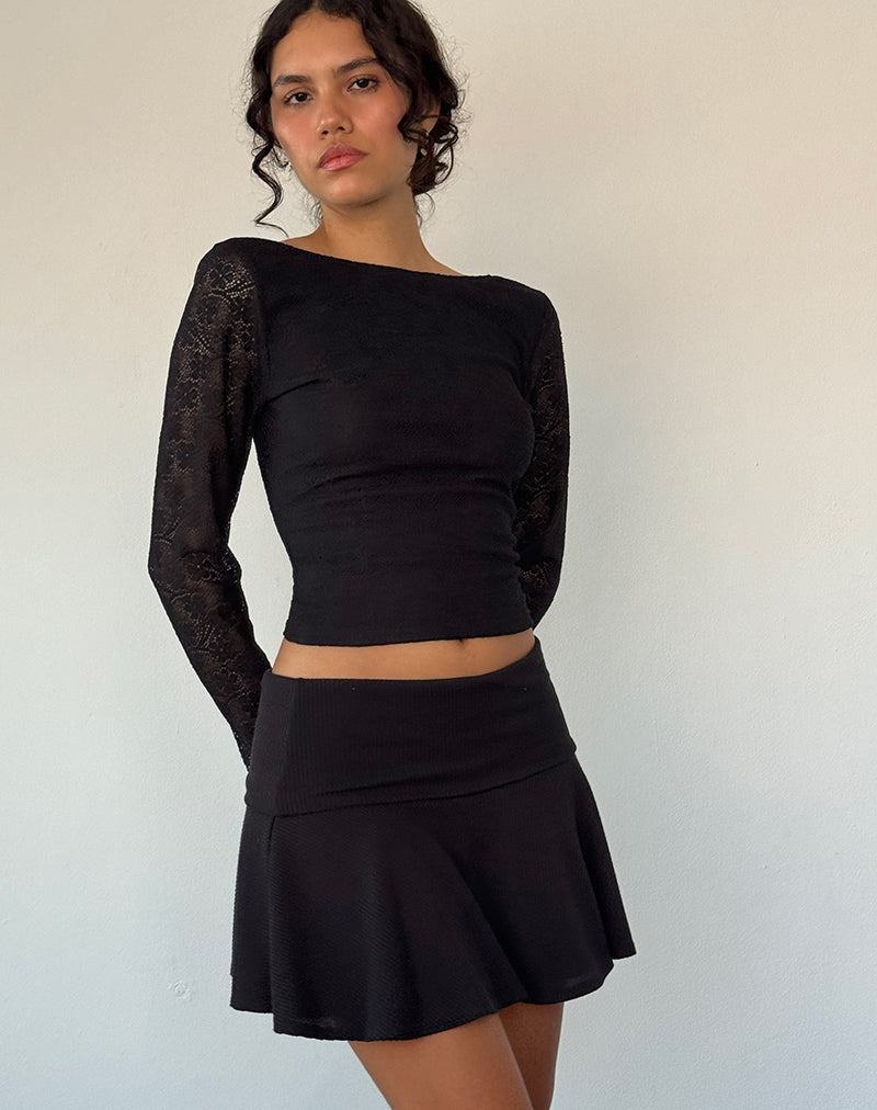 Motel Rocks Xiabon Backless Long Sleeve Naisten T Paidat Mustat | OSH5017ZT