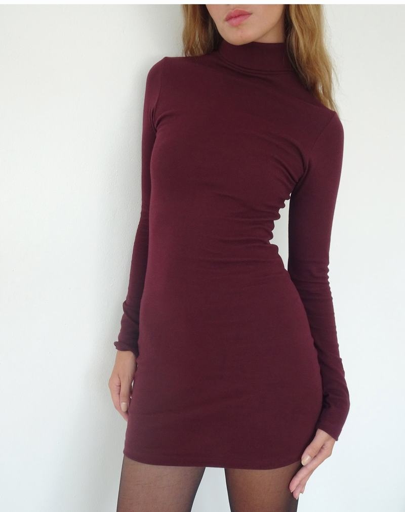 Motel Rocks Yrion Turtle Neck Bodycon Naisten Mini Mekko Punainen | PNU5685OU