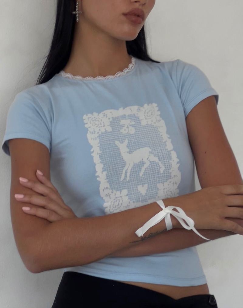 Motel Rocks Zagy Lyhyt Sleeve Tee Naisten T Paidat Sininen | CHM8182IM
